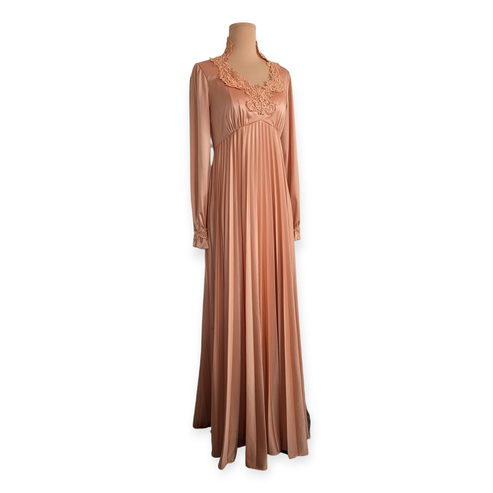 60s 70s pleated maxi gown